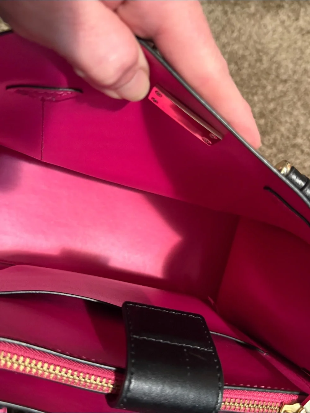 kate spade Black Satchel with Pink Trim and Crossbody Strap